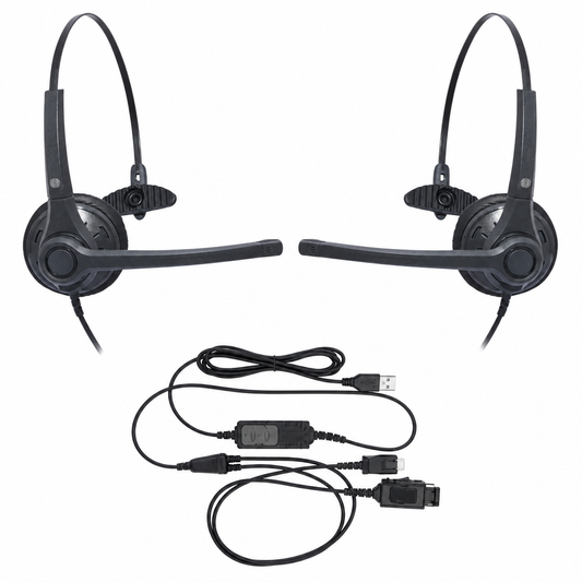 Two JPL headsets with one JPL USB Y-cord